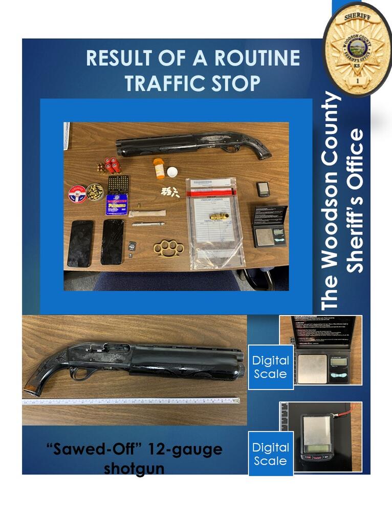contraband and paraphernalia collected including sawed off shotgun.