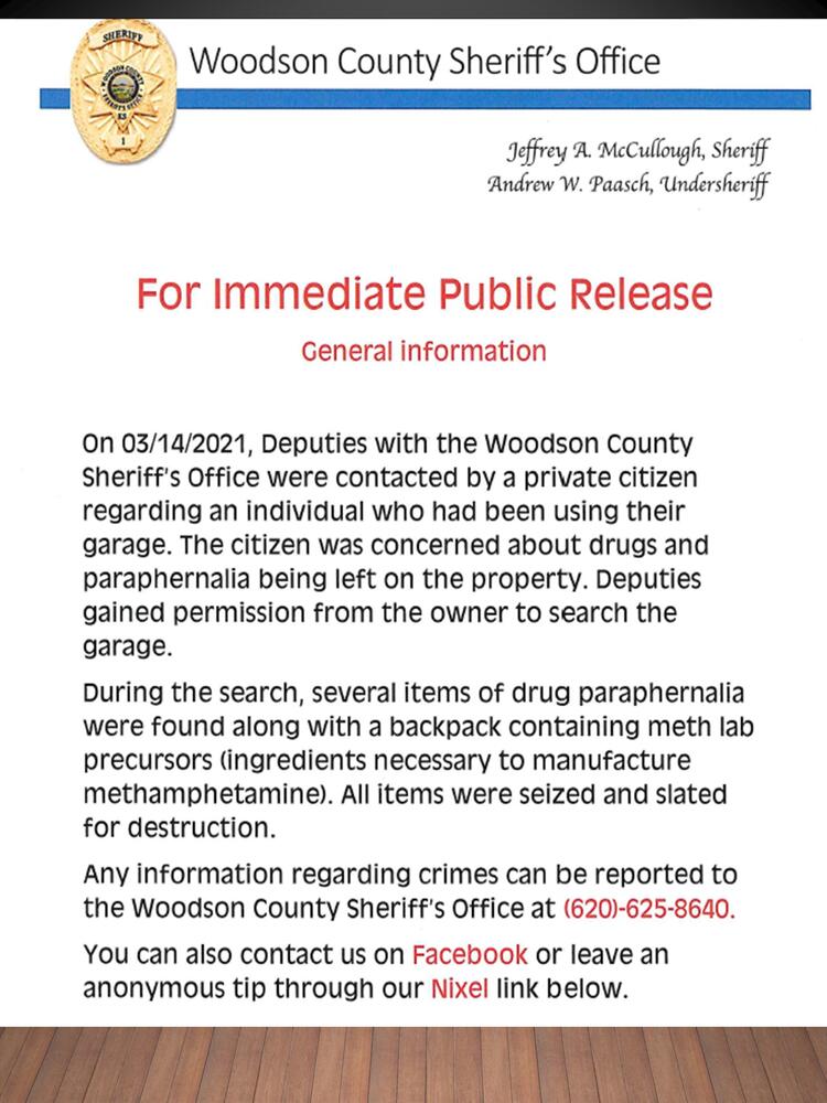 Public release on mobile meth lab bust