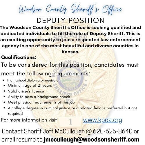 Woodson County Sheriff’s Office Deputy Position